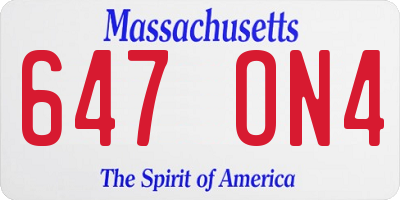 MA license plate 647ON4