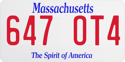 MA license plate 647OT4
