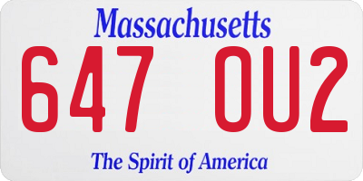 MA license plate 647OU2