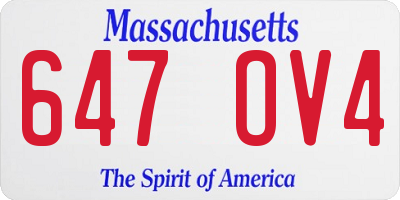 MA license plate 647OV4