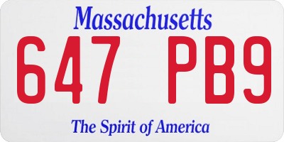MA license plate 647PB9