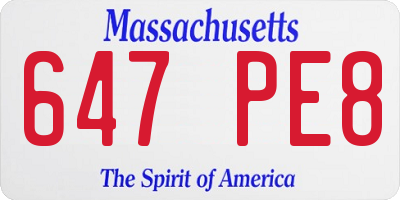 MA license plate 647PE8
