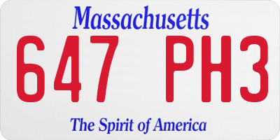 MA license plate 647PH3
