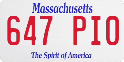 MA license plate 647PI0