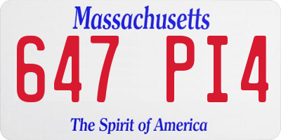 MA license plate 647PI4