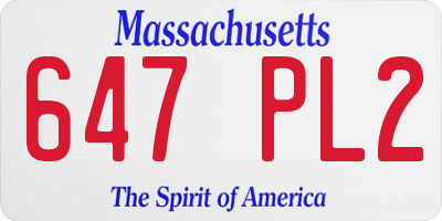 MA license plate 647PL2