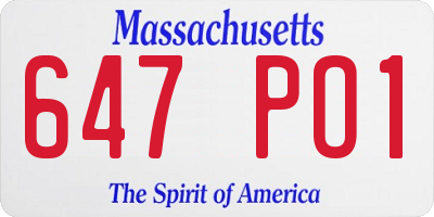 MA license plate 647PO1