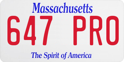 MA license plate 647PR0