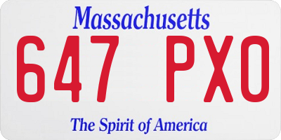 MA license plate 647PX0