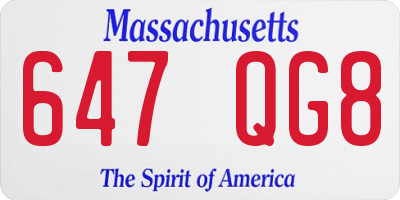 MA license plate 647QG8