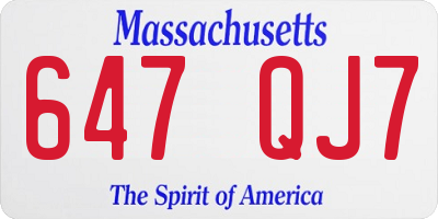 MA license plate 647QJ7
