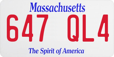 MA license plate 647QL4