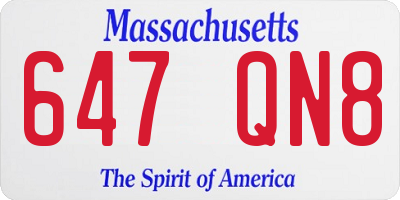 MA license plate 647QN8