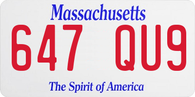 MA license plate 647QU9