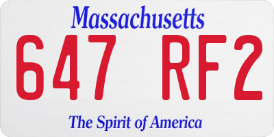 MA license plate 647RF2