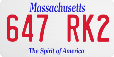 MA license plate 647RK2