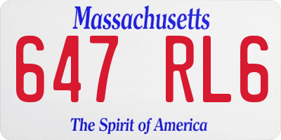 MA license plate 647RL6