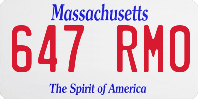 MA license plate 647RM0