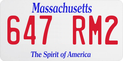 MA license plate 647RM2