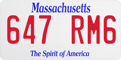 MA license plate 647RM6