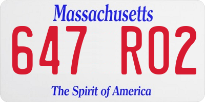 MA license plate 647RO2