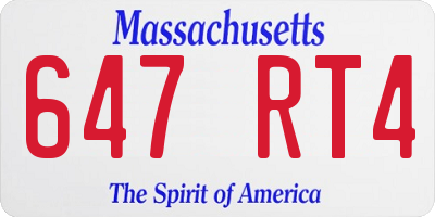MA license plate 647RT4