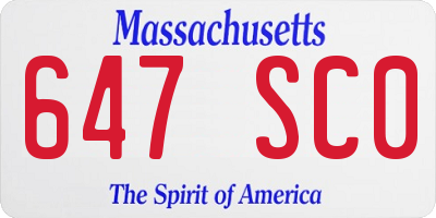 MA license plate 647SC0