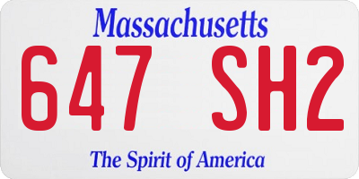 MA license plate 647SH2
