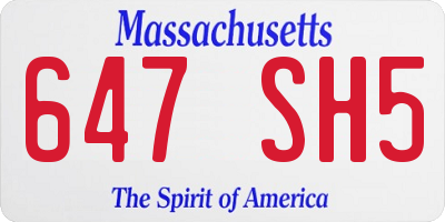 MA license plate 647SH5