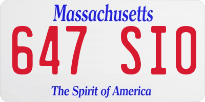 MA license plate 647SI0