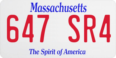 MA license plate 647SR4