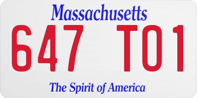 MA license plate 647TO1