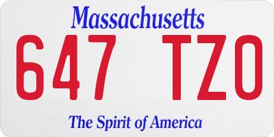 MA license plate 647TZ0