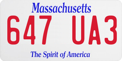 MA license plate 647UA3