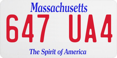 MA license plate 647UA4