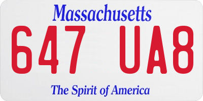 MA license plate 647UA8