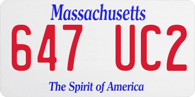 MA license plate 647UC2