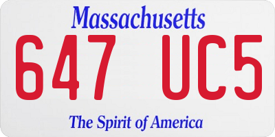 MA license plate 647UC5