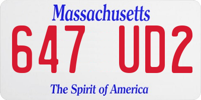 MA license plate 647UD2
