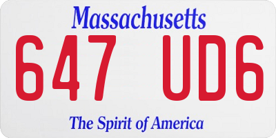MA license plate 647UD6