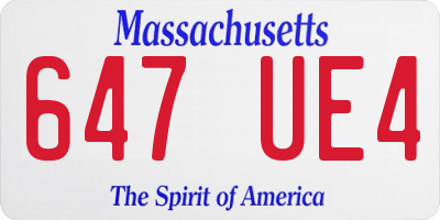 MA license plate 647UE4