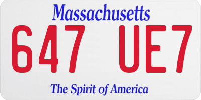 MA license plate 647UE7