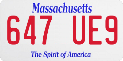 MA license plate 647UE9