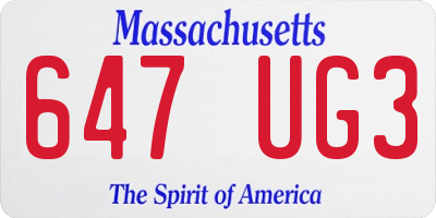 MA license plate 647UG3