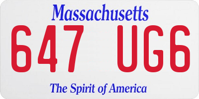 MA license plate 647UG6