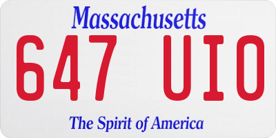 MA license plate 647UI0