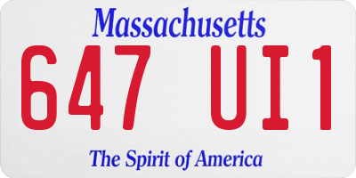 MA license plate 647UI1