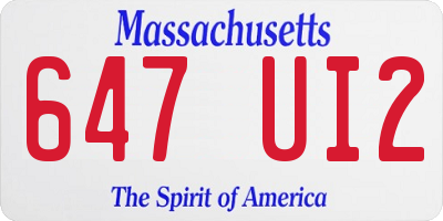 MA license plate 647UI2