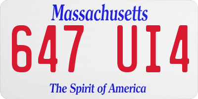 MA license plate 647UI4
