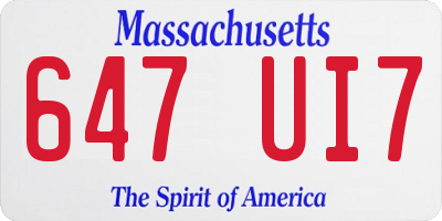 MA license plate 647UI7
